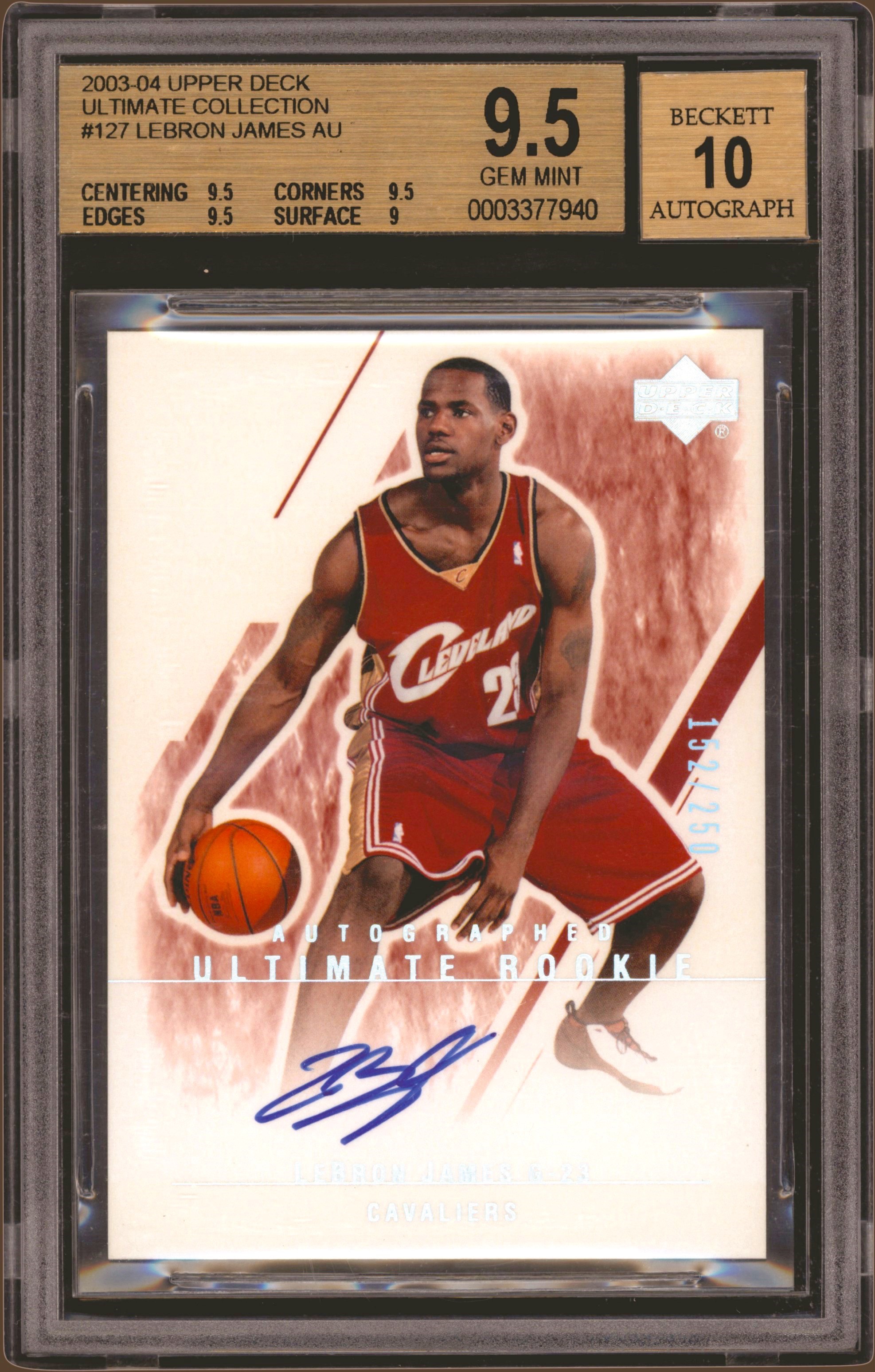 Lot Detail - 2003-04 Upper Deck Ultimate Collection Autograph #127 LeBron James  Signed Rookie Card (#064/250) - PSA GEM MT 10 – LOW POP!