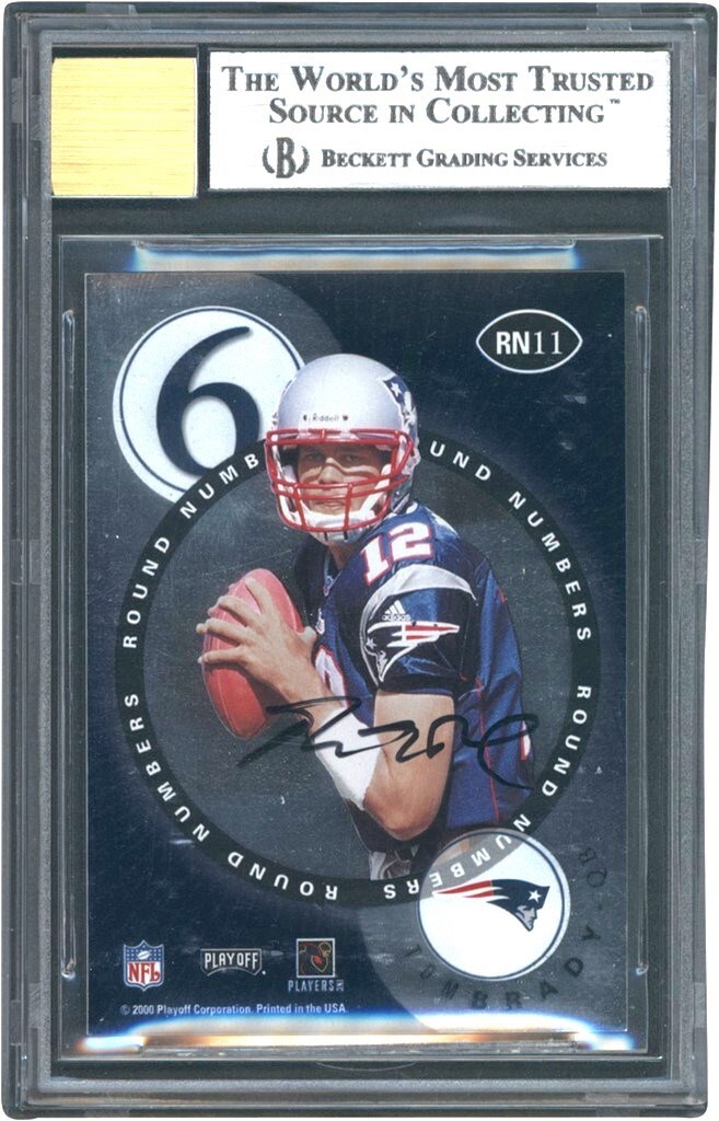 2000 Playoff Contenders Round Numbers Autos #11 Tom Brady & Marc Bulger Autograph BGS MINT 9 - Auto 10