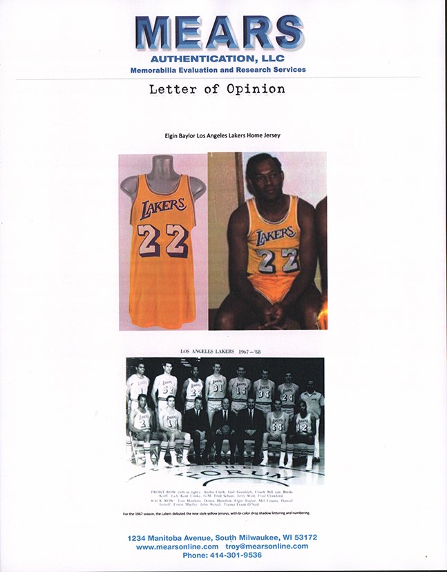 Lot Detail - 1960s Elgin Baylor Los Angeles Lakers Game-Used Home Jersey  Sports Investors LOA