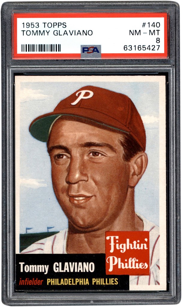 1953 Topps Baseball #140 Tommy Glaviano PSA NM-MT 8