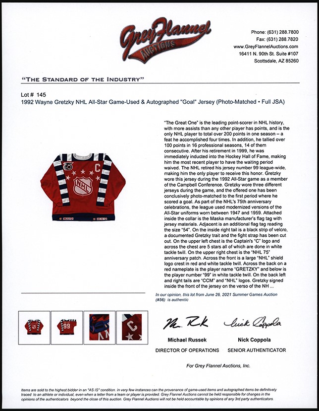 Lot Detail - Wayne Gretzky Signed 1999 NHL All-Star Game Framed Jersey  Display with JSA LOA