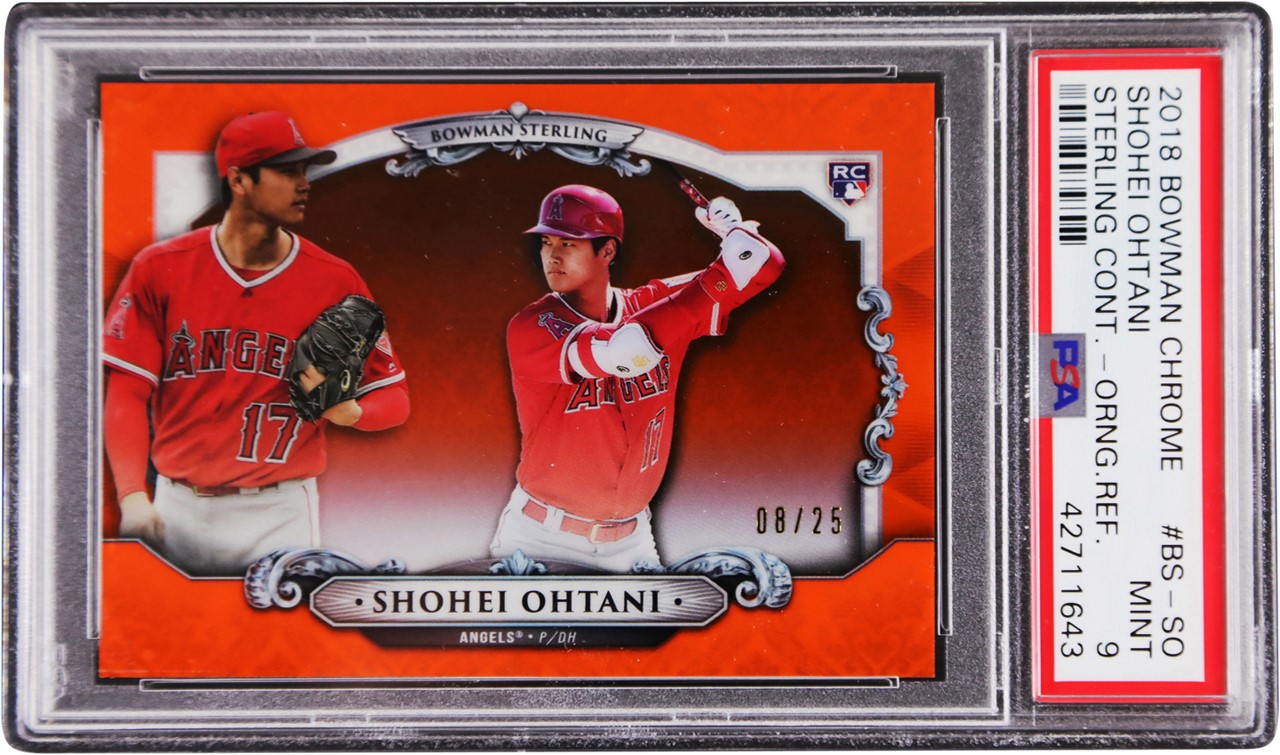 2018 Bowman Chrome Baseball Sterling Orange Refractor #BS-SO Shohei Ohtani Rookie Card 8/25 PSA MINT 9