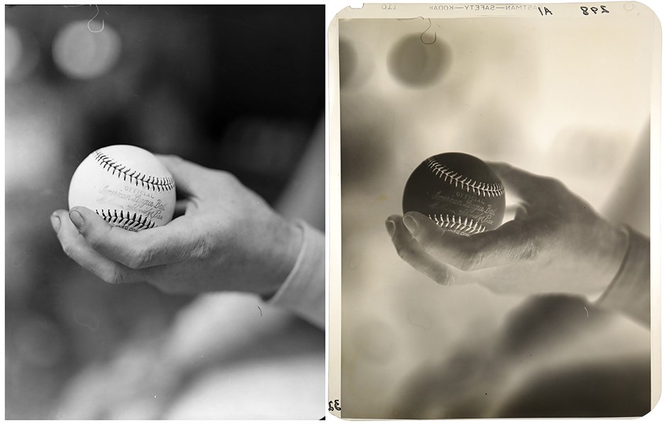 Vintage Sports Photographs - Circa 1938 Film Negative of Lefty Grove's Pitching Grip by George Burke - The Shot Even Charles Conlon Couldn't Get!