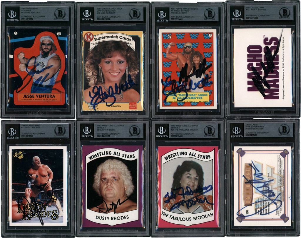 - 1982-1991 Autographed Wrestling Card Collection (8) (All Beckett)