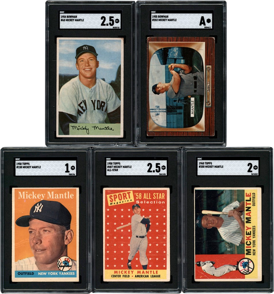 - 1954-1960 Topps & Bowman Mickey Mantle Collection All SGC (5)