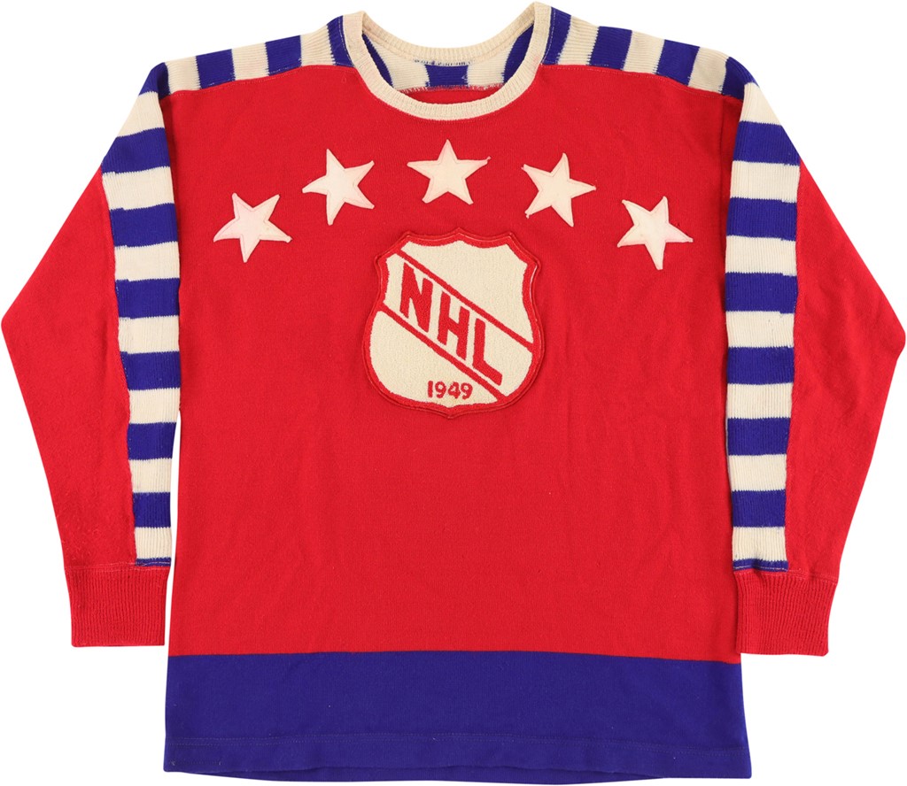 - 1949 Sid Abel All-Star Game Worn Jersey Sourced Directly from Abel Himself! (Abel LOA)