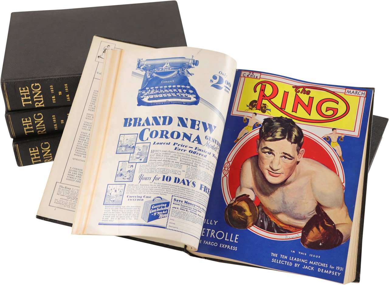 Collection of The Ring Boxing Magazine Bound Annual Volumes from the 1930s (5)