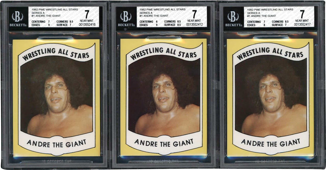 - 1982 PWE Wrestling All Stars Andre The Giant BGS Graded Card Collection (3)