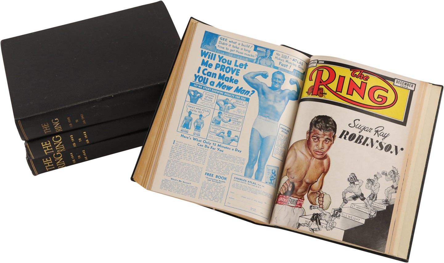 - Collection of The Ring Boxing Magazine Bound Volumes from the 1940s Including (1) Autograph (5)