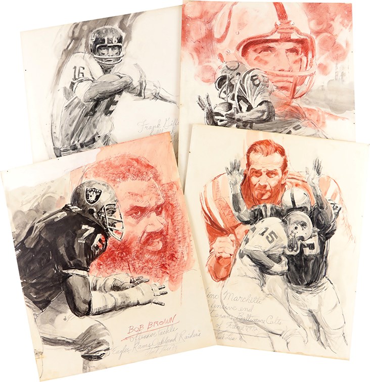 - mazing Drawings of Frank Gifford, Bob Brown, Gino Marchetti, and Raymond Berry (4)
