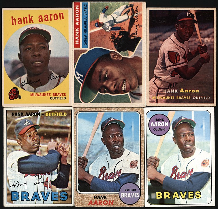 - 1956-1969 Topps Baseball Hank Aaron Card Collection (6)