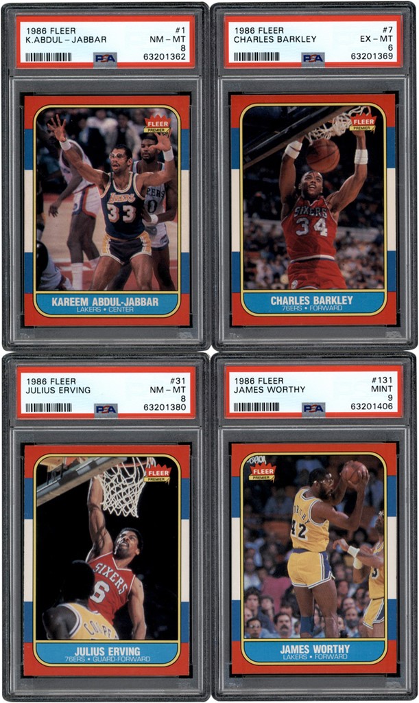 Modern Sports Cards - 1986 Fleer Basketball Near-Complete Set (131/132) w/ Six PSA Graded