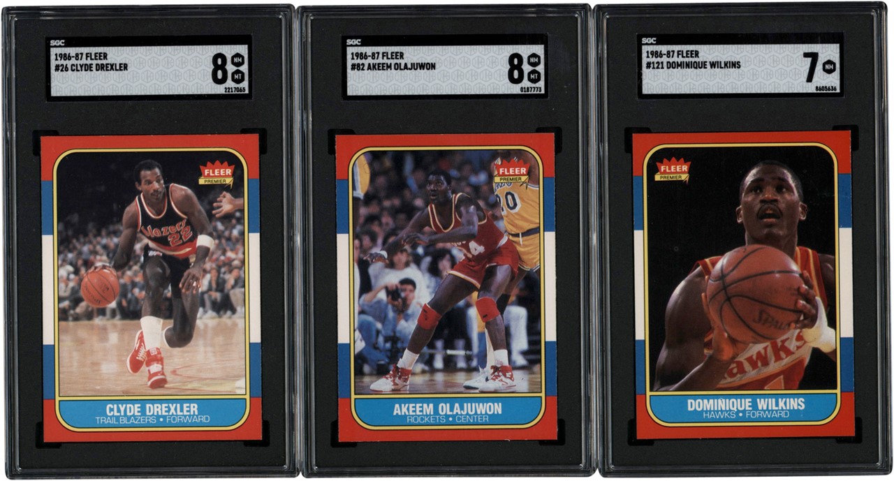1986 Fleer Basketball Near-Complete Set (131/132) w/Three SGC Graded