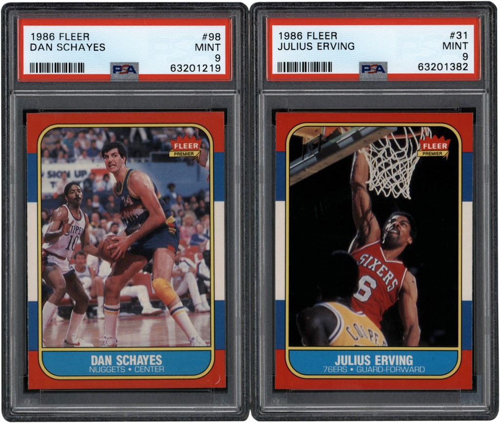 - 1986 Fleer Basketball Near-Complete Set (131/132) w/Four PSA Graded