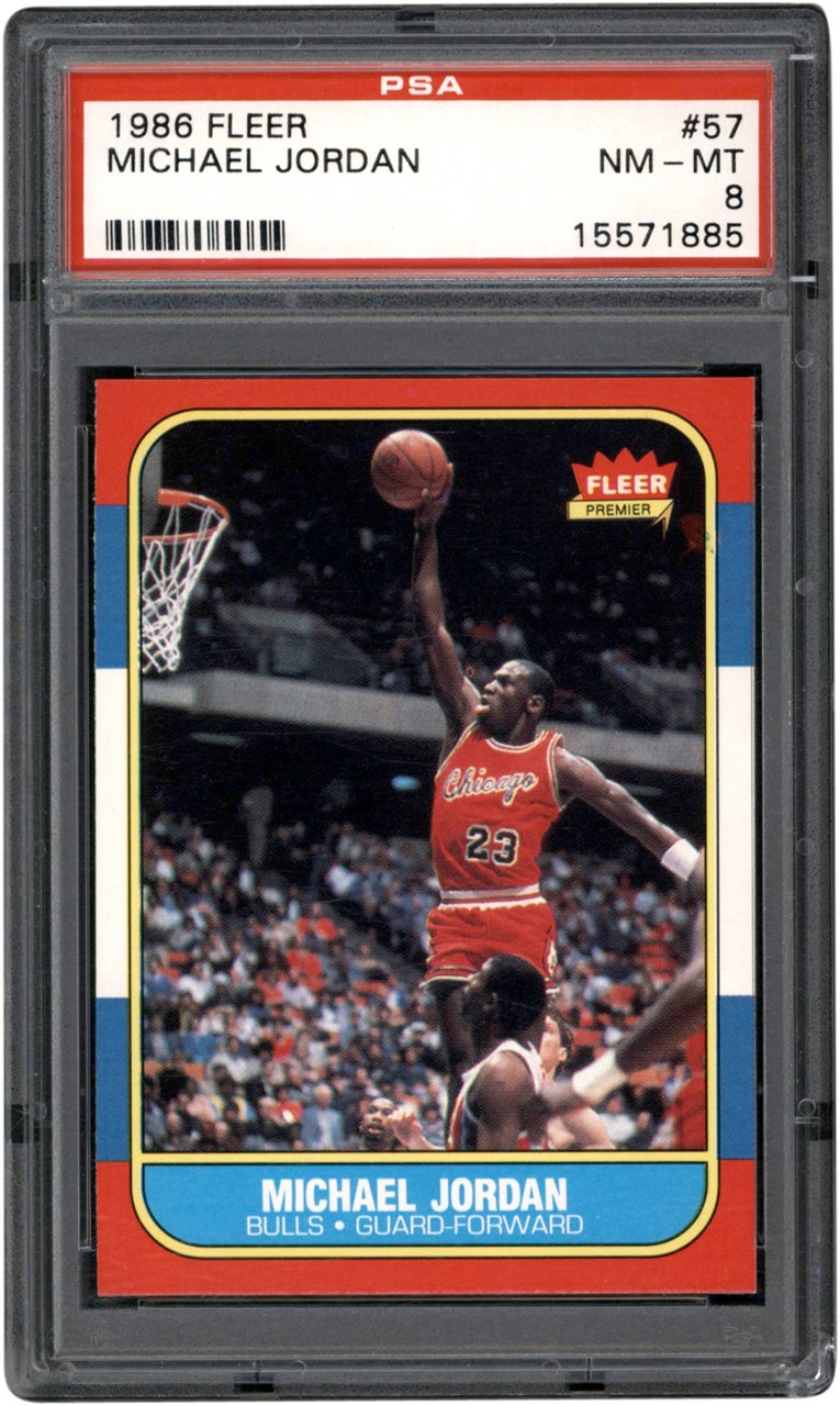 Modern Sports Cards - 1986 Fleer #57 Michael Jordan Rookie PSA NM-MT 8
