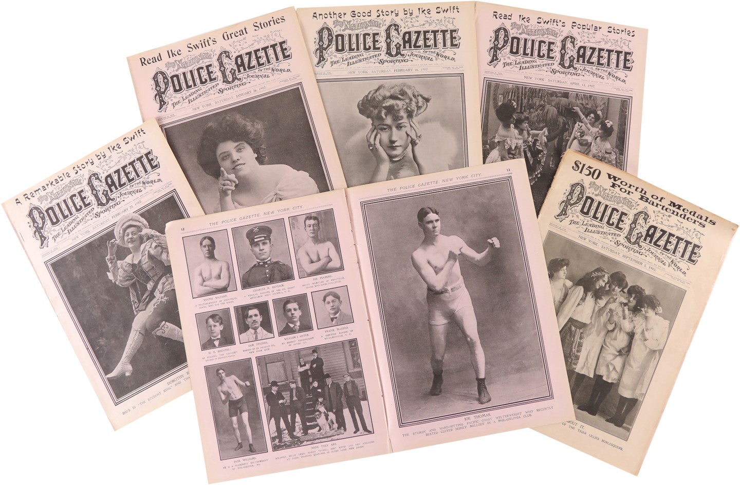 Tickets, Publications & Pins - 1903-07 National Police Gazettes with Boxing Supplements (6)
