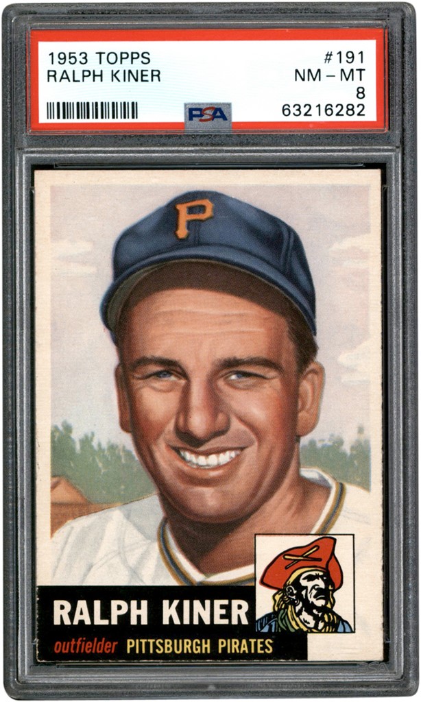 - 1953 Topps Baseball #191 Ralph Kiner Card PSA NM-MT 8