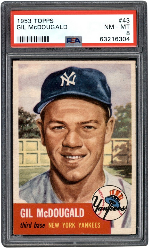 - 1953 Topps Baseball #43 Gil McDougald Card PSA NM-MT 8