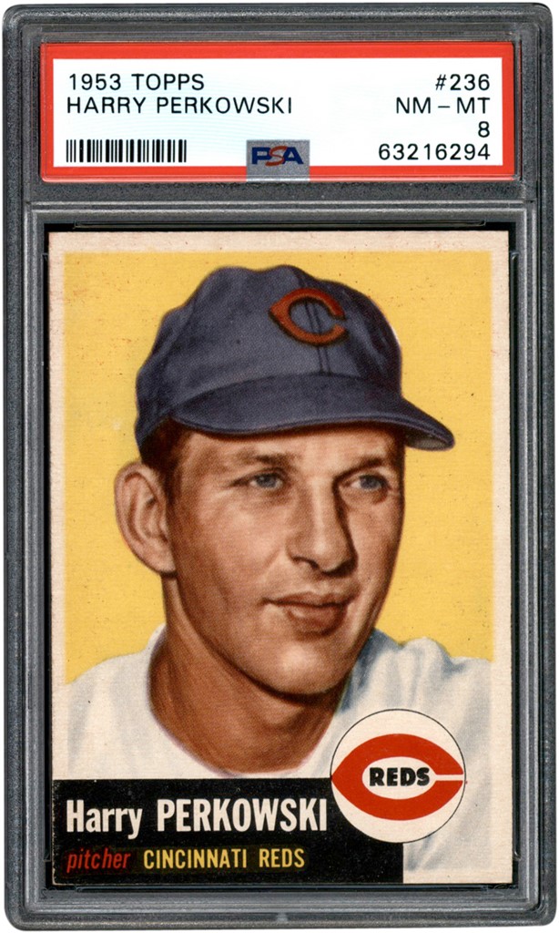 - 1953 Topps Baseball #236 Harry Perkowski Card PSA NM-MT 8