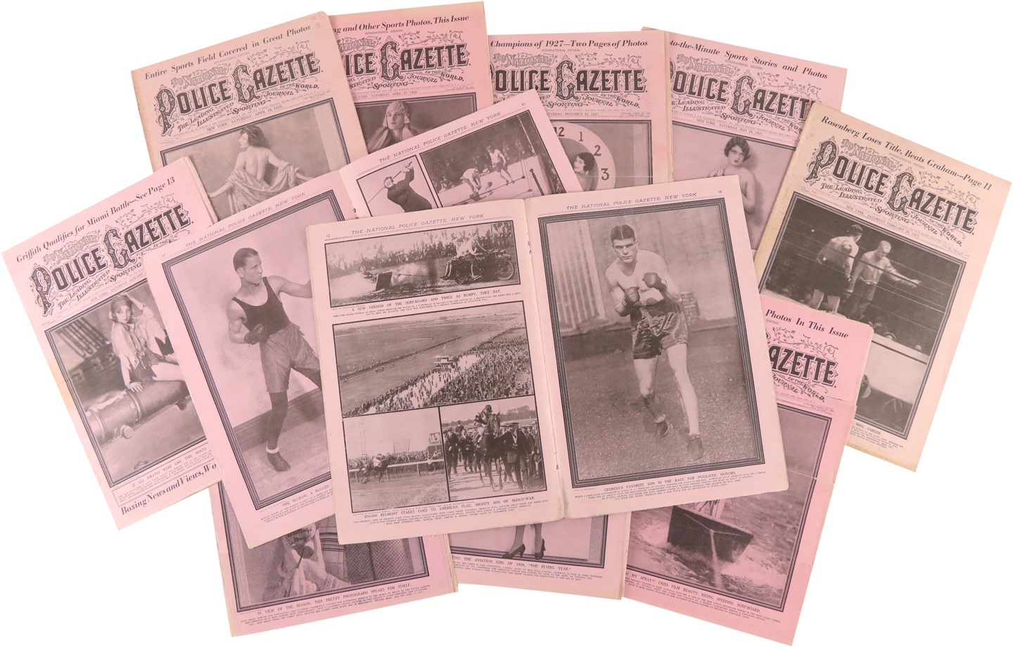 - National Police Gazettes from 1925-30 with Boxing Supplements (13)