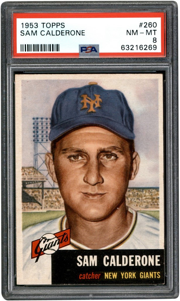 - 1953 Topps Baseball #260 Sam Calderone Card PSA NM-MT 8