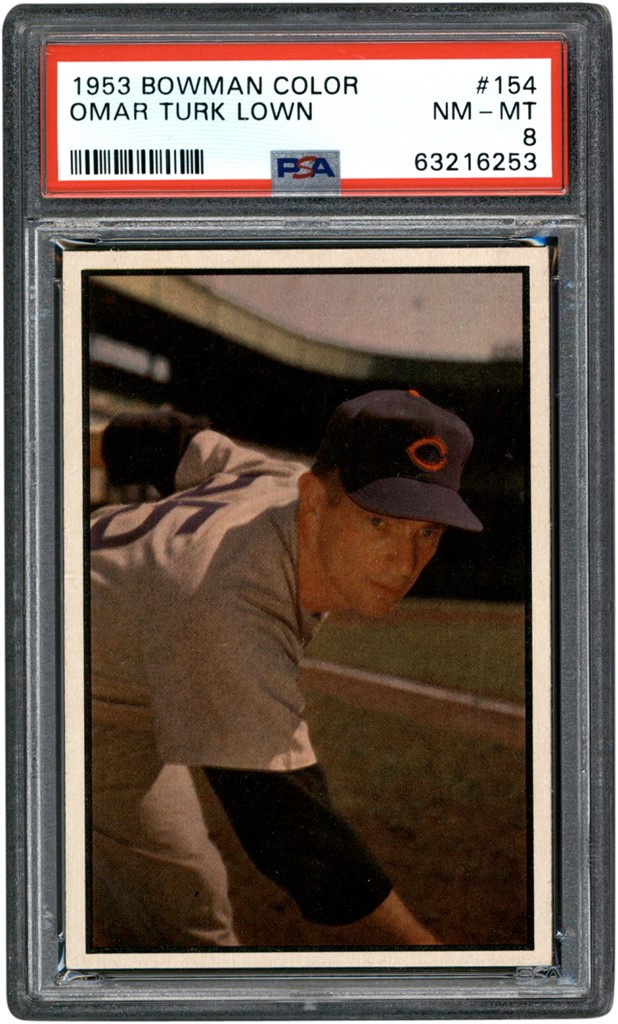 - 1953 Bowman Color Baseball #154 Turk Lown Card PSA NM-MT 8
