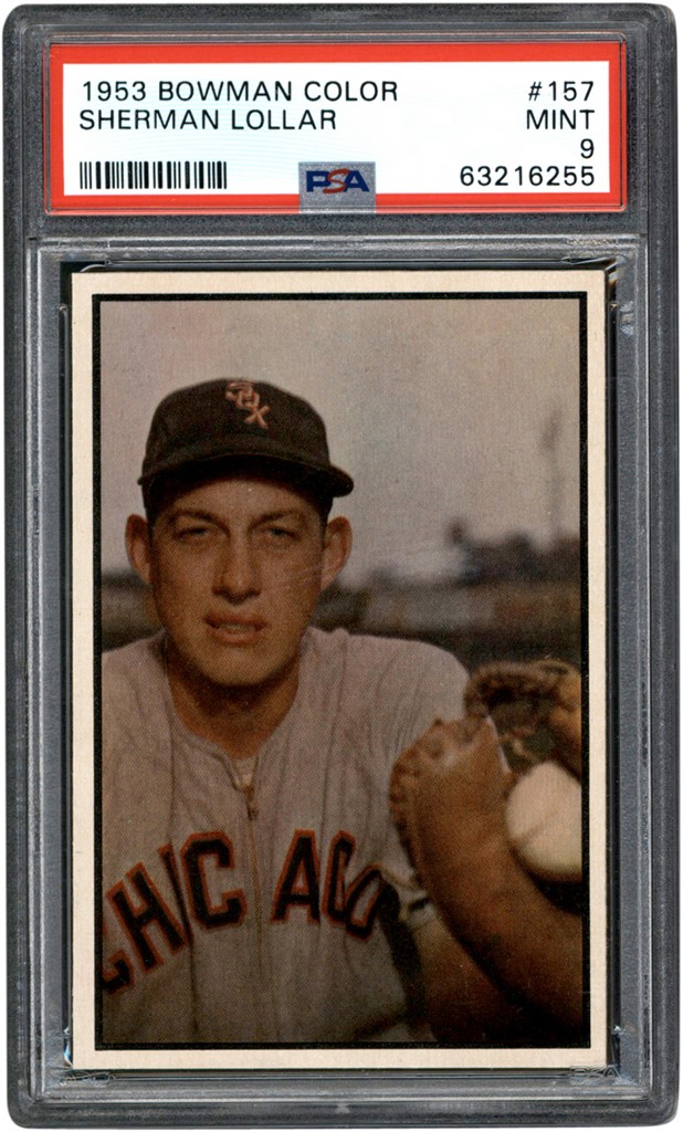 - 1953 Bowman Color Baseball #157 Sherman Lollar Card PSA MINT 9 (Highest Graded)