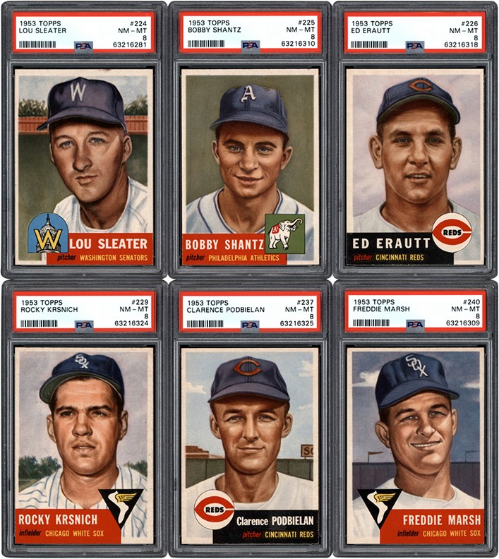 - 1953 Topps Baseball High Number PSA NM-MT 8 Card Collection (12)