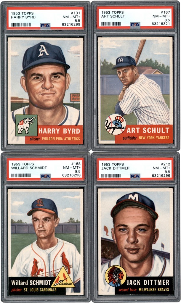 - 1953 Topps Baseball PSA NM-MT+ 8.5 Card Collection (4)