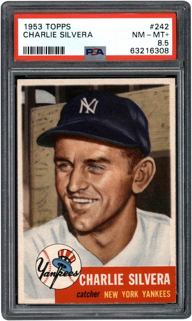 - 1953 Topps Baseball #242 Charlie Silvera Card PSA NM-MT+ 8.5
