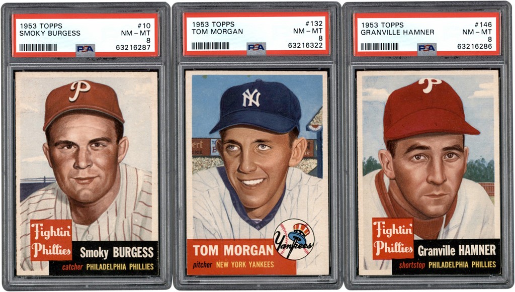- 1953 Topps Baseball PSA NM-MT 8 Low POP Card Trio