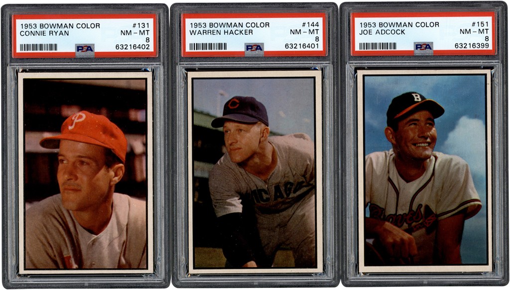 - 1953 Bowman Color Baseball PSA NM-MT 8 High Number Trio All PSA