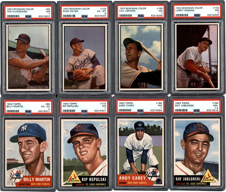 - 1953 Bowman Color and Topps Baseball Card Collection (16) All PSA