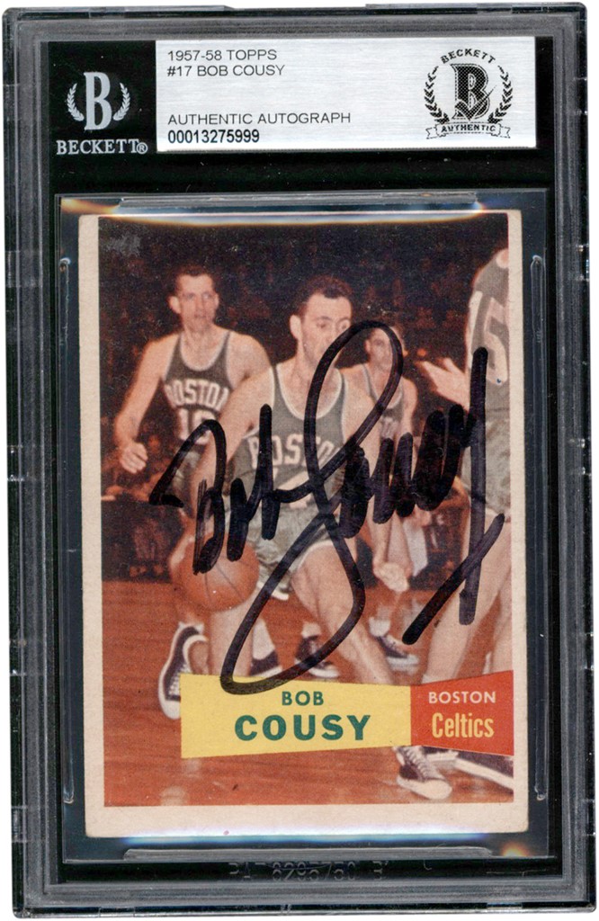 Basketball Cards - 1957-1958 Topps Basketball #17 Bob Cousy Signed  Rookie Card