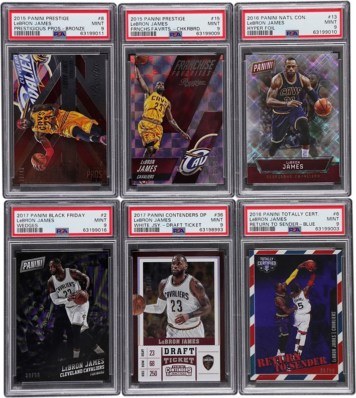 - 015-2017 Panini Basketball LeBron James PSA 9 Card Collection (6)