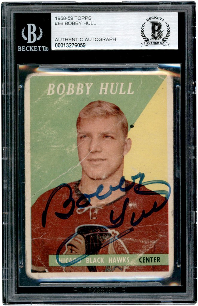 Hockey Cards - 1958-59 Topps Hockey #66 Bobby Hull Signed Rookie Card