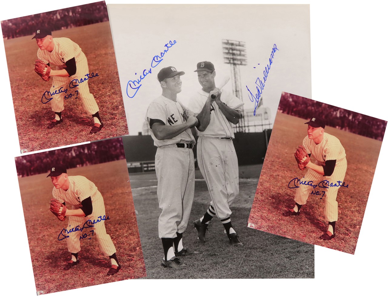 - Mickey Mantle Signed Photographs w/PSA 10 & Ted Williams Dual -Signed (JSA & PSA) (4)