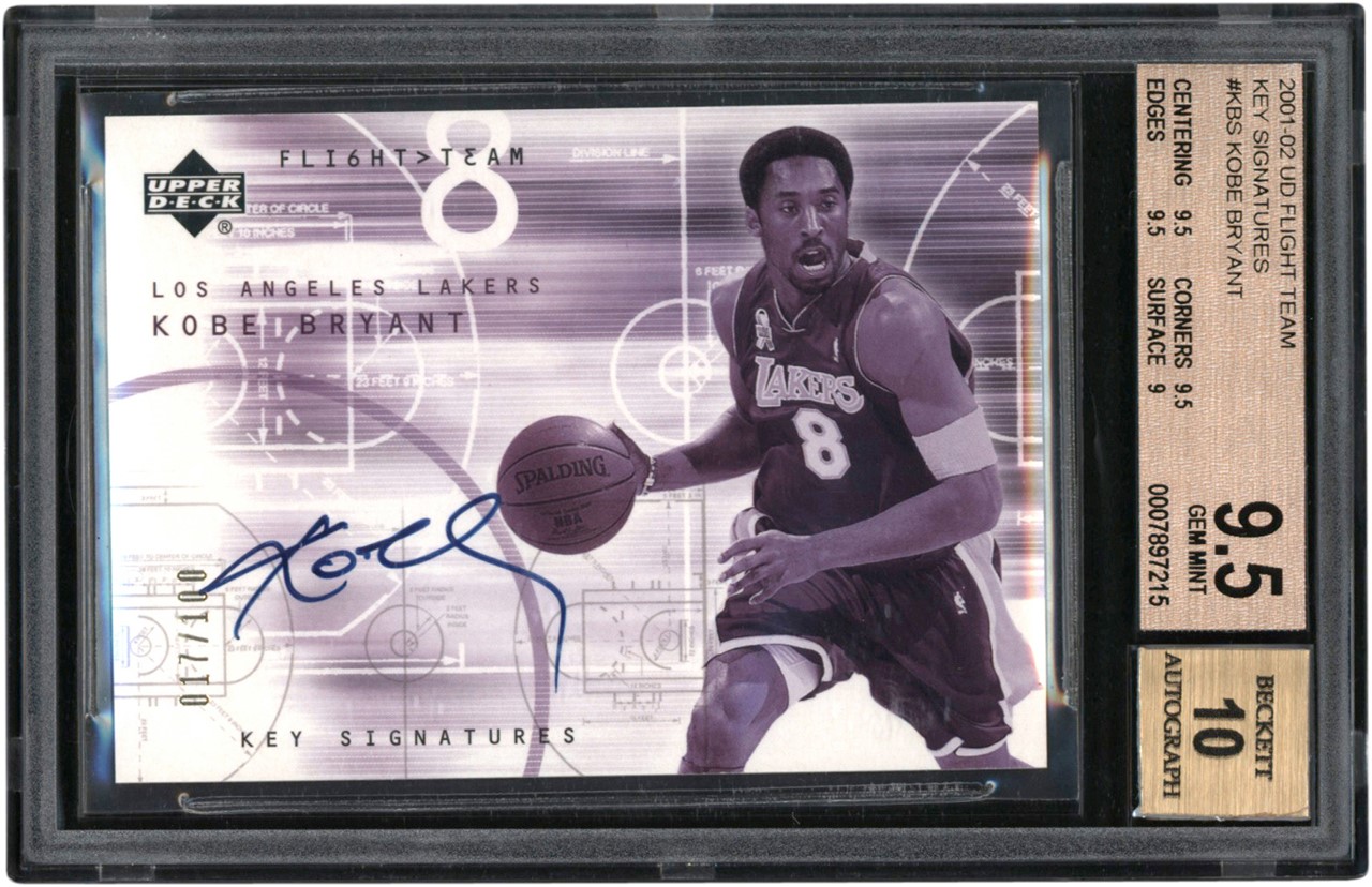 Modern Sports Cards - 001-02 UD Flight Team Basketball Key Signatures #KB-S Kobe Bryant Autograph Card 17/100 BGS GEM MINT 9.5 - Auto 10