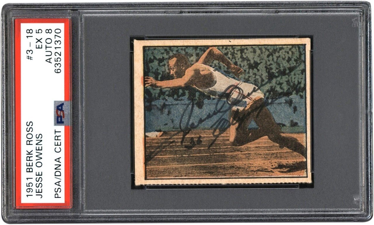 - 1951 Jesse Owens Signed Berk Ross Card PSA EX 5 - Auto 8 (Pop 1 of 1 - Highest Graded!)