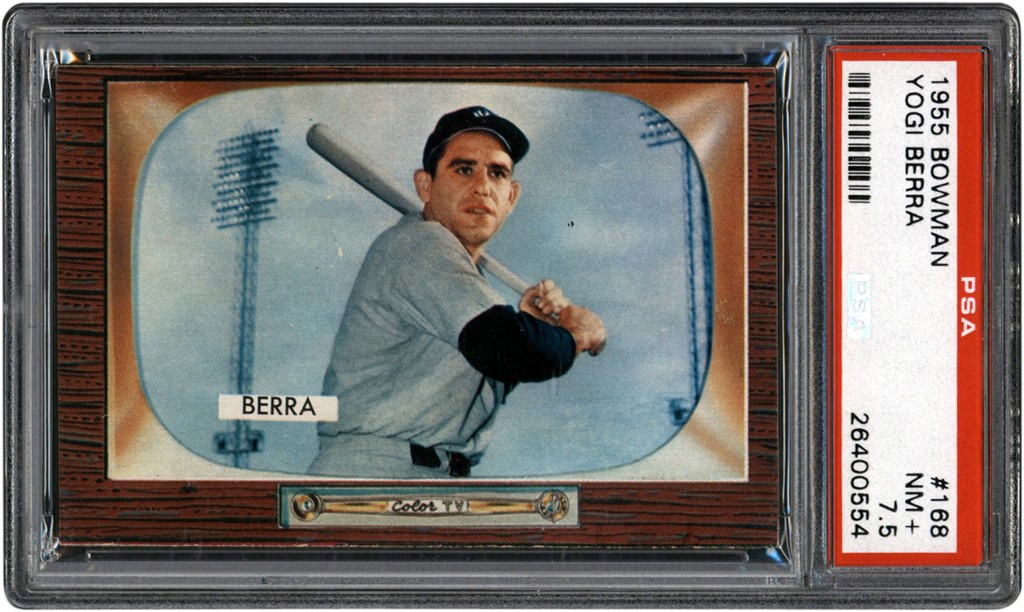 - 1955 Bowman Baseball #168 Yogi Berra Card PSA NM+ 7.5