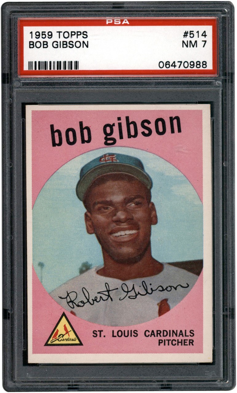 - 1959 Topps Baseball #514 Bob Gibson Rookie Card PSA NM 7