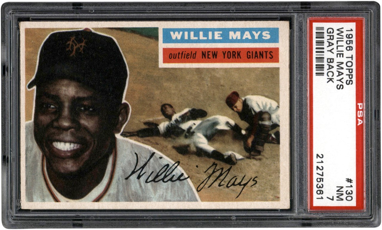 - 1956 Topps Baseball #130 Willie Mays Card PSA NM 7