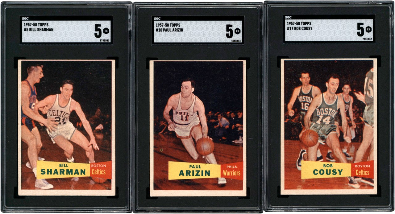 Basketball Cards - 1957-1958 Topps Basketball Near-Set w/Cousy SGC 5 (79/80)