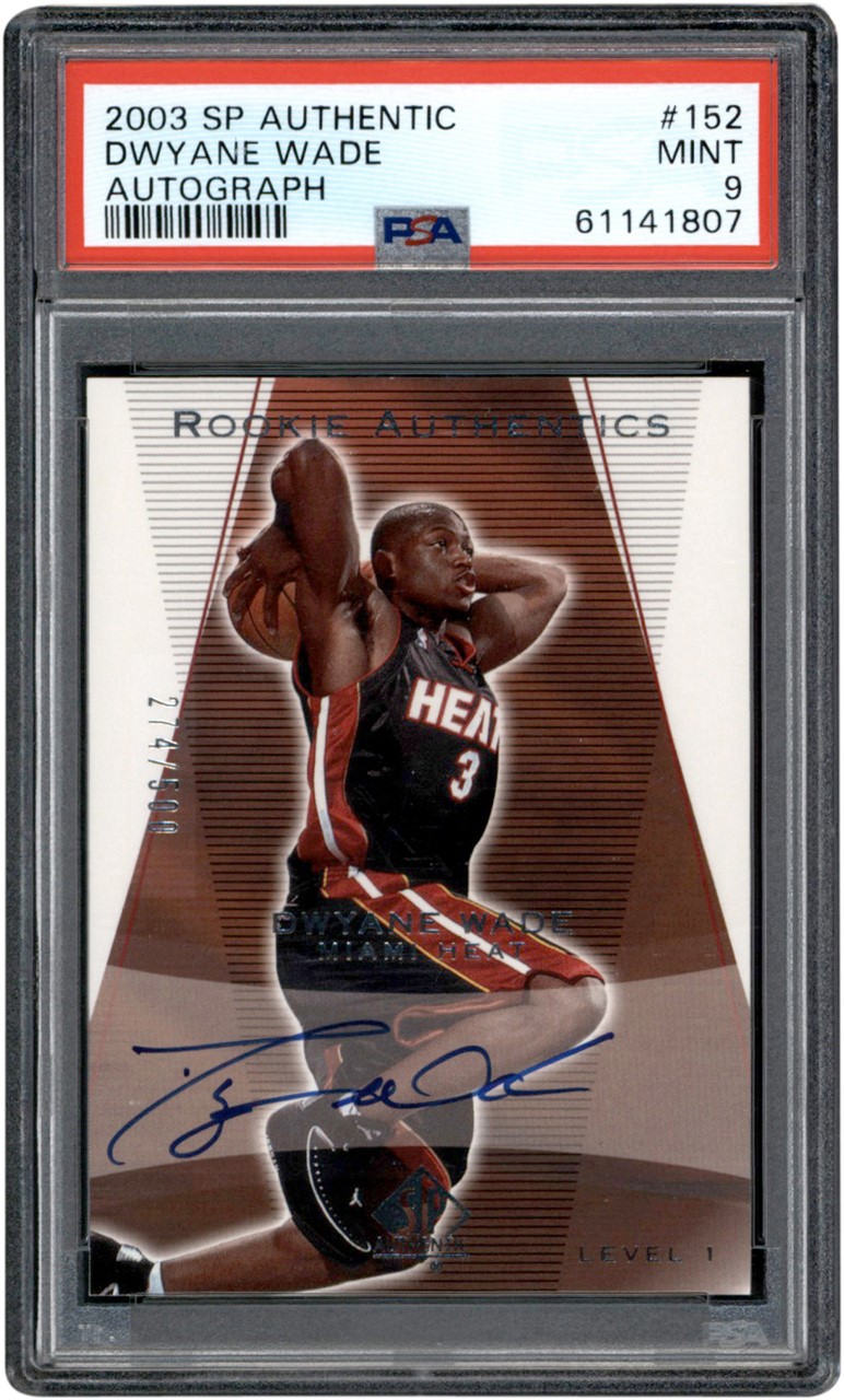 003 SP Authentic Basketball #152 Dwyane Wade Autograph Rookie Card 274/500 PSA MINT 9