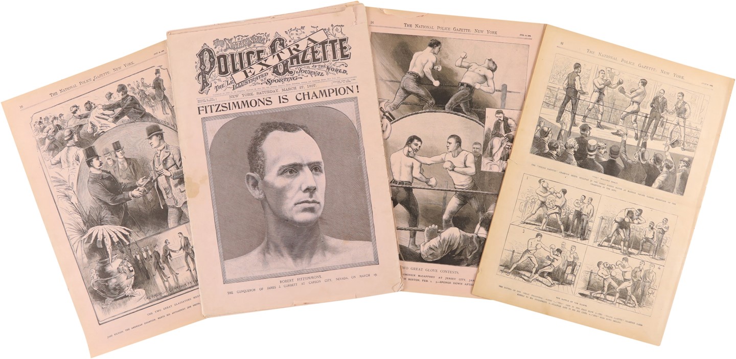 Tickets, Publications & Pins - National Police Gazettes From 1882-97 Featuring Boxing Covers (13)