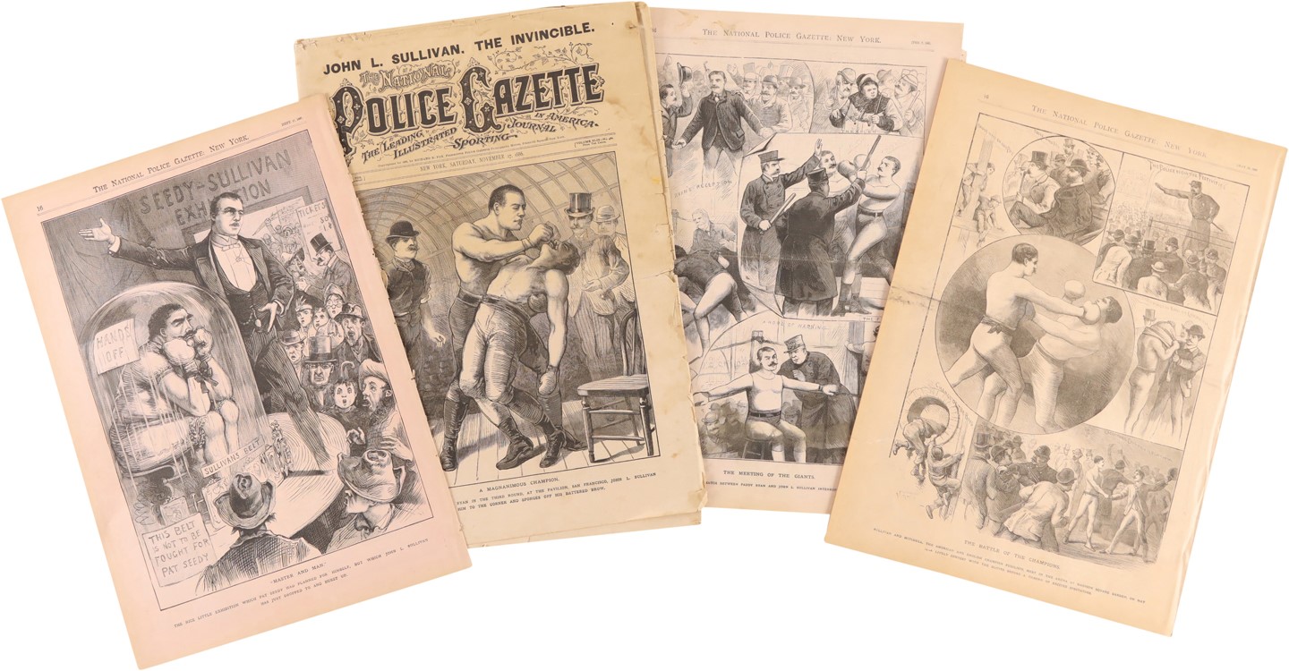 Tickets, Publications & Pins - National Police Gazettes with John L Sullivan Covers (7)