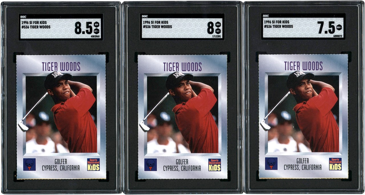 - 1996 SI for Kids #536 Tiger Woods SGC High Grade Trio