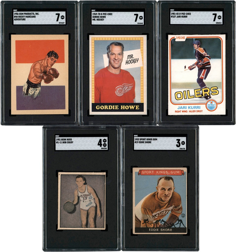 - 1933-1981 Hockey, Boxing, & Basketball Card Collection (5) All SGC