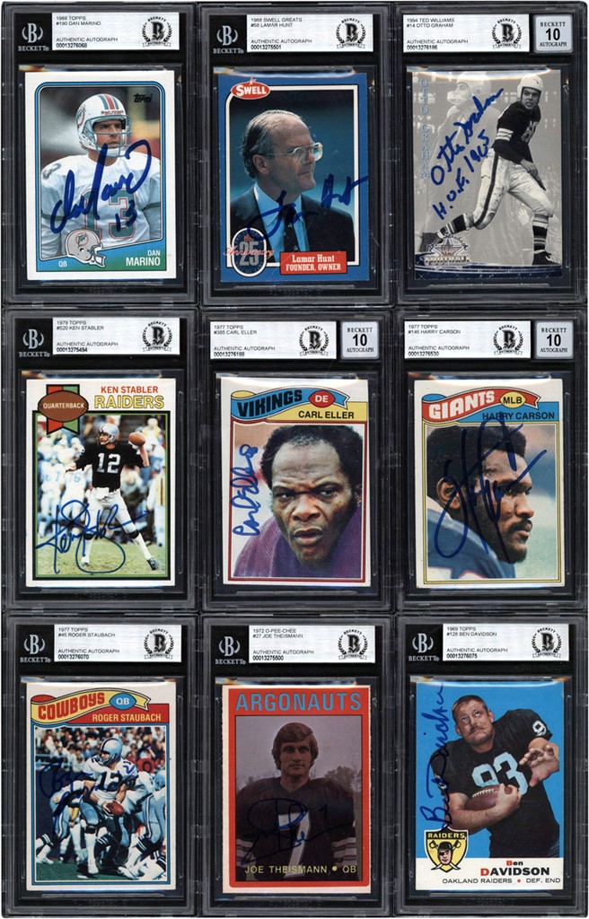 - 1964-1994 Signed Football Card Collection (18) All Beckett