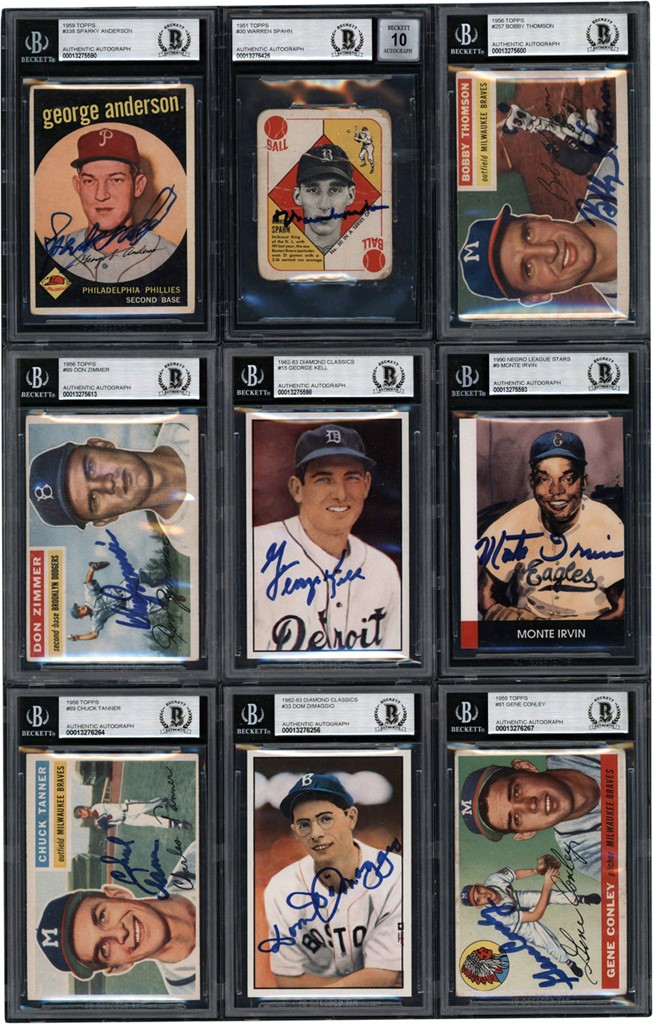- 1951-1990 HOF and Star Autograph Card Collection w/Sparky Anderson Rookie (23) All Beckett